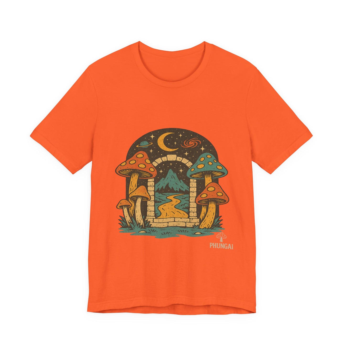 Magical Mushroom Landscape Tee | Unisex Graphic T-Shirt for Nature Lovers, Gifts for Bohemian Style, Festival Wear, Cute Summer Top