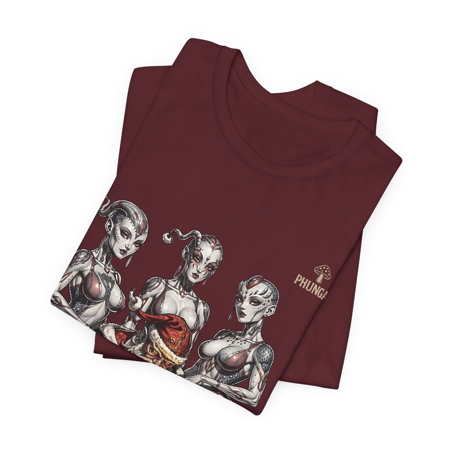 Horror Santa Pinup T-Shirt — Santa Surrounded by Zombie Pinup Girls Christmas Tee
