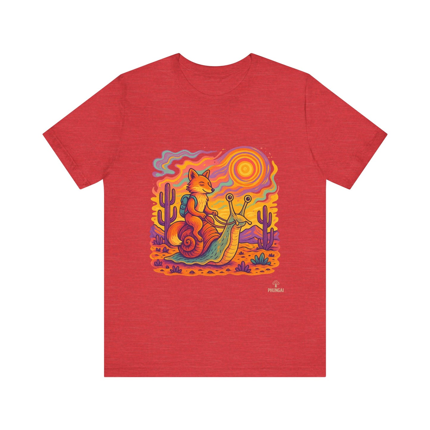 Colorful Retro Snail Tee, Fun Cat Shirt, Unisex Summer T-Shirt, Quirky Gift for Animal Lovers, Boho Style Top, Ideal for Festivals