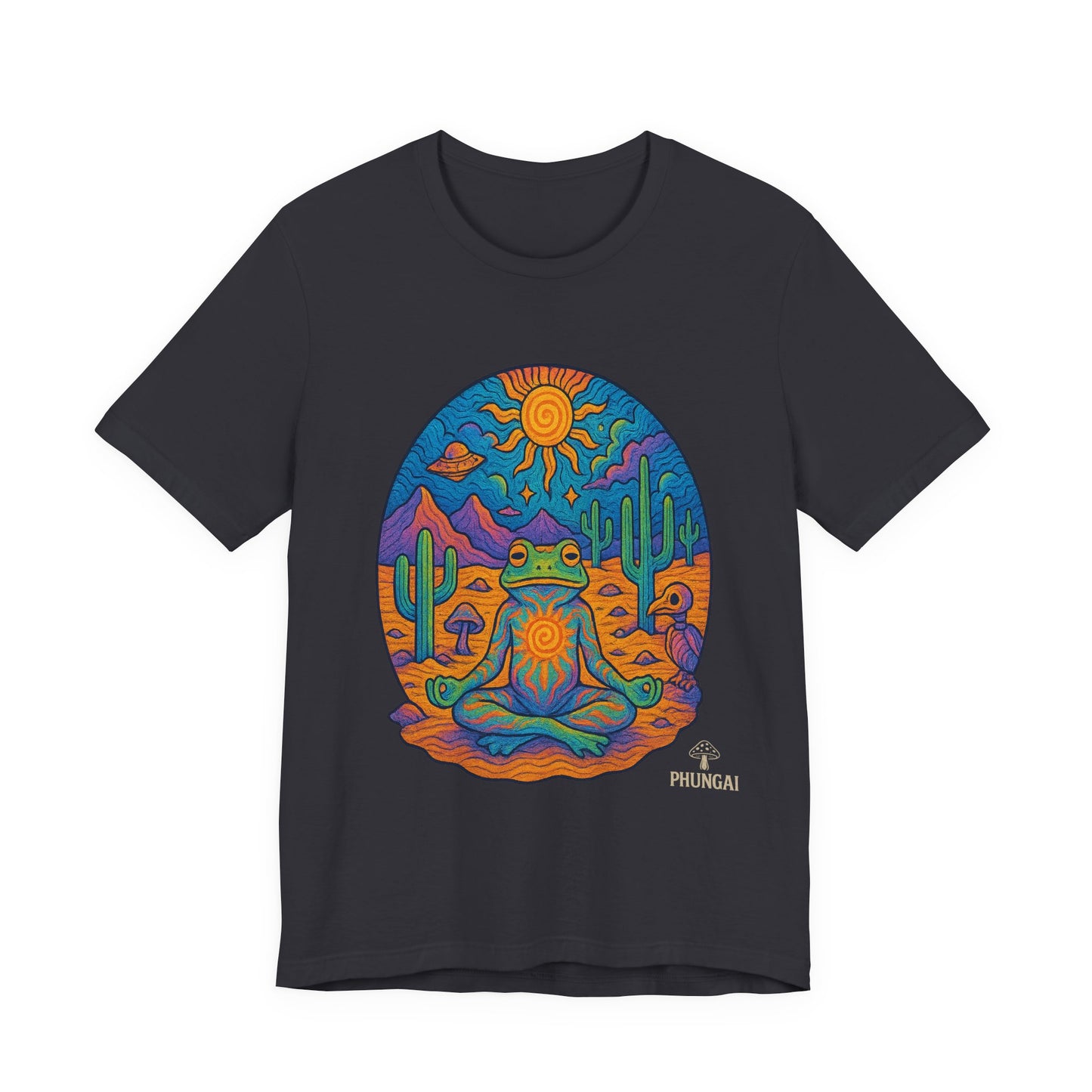Meditative Frog Tee: Zen Vibes for Nature Lovers, Casual Wear, Gift for Yoga Enthusiasts, Festival Outfit, Eco-Friendly Fashion