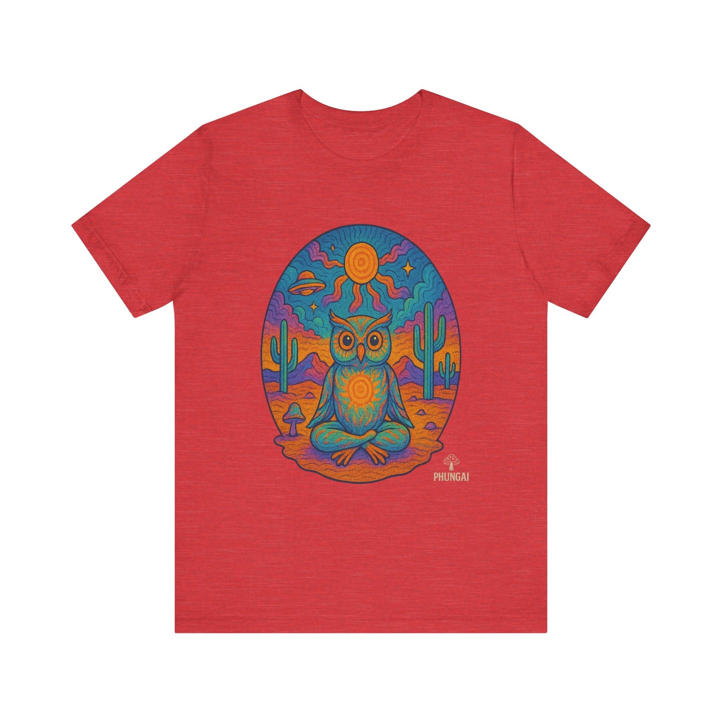 Vibrant Owl Graphic Tee, Unisex Short Sleeve Shirt for Nature Lovers, Festival Wear, Bohemian Style, Gift for Owl Enthusiasts, [...]