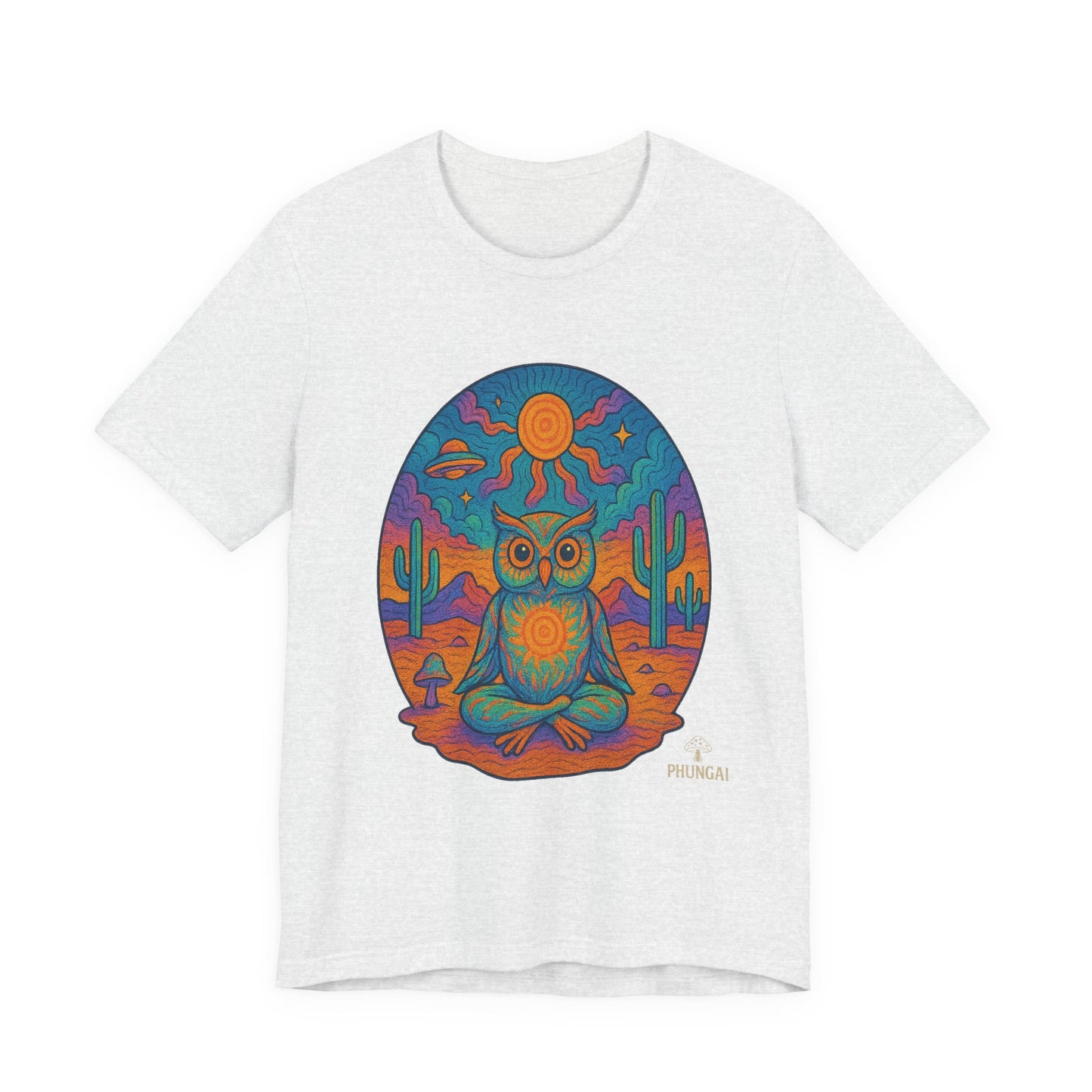 Vibrant Owl Graphic Tee, Unisex Short Sleeve Shirt for Nature Lovers, Festival Wear, Bohemian Style, Gift for Owl Enthusiasts, [...]