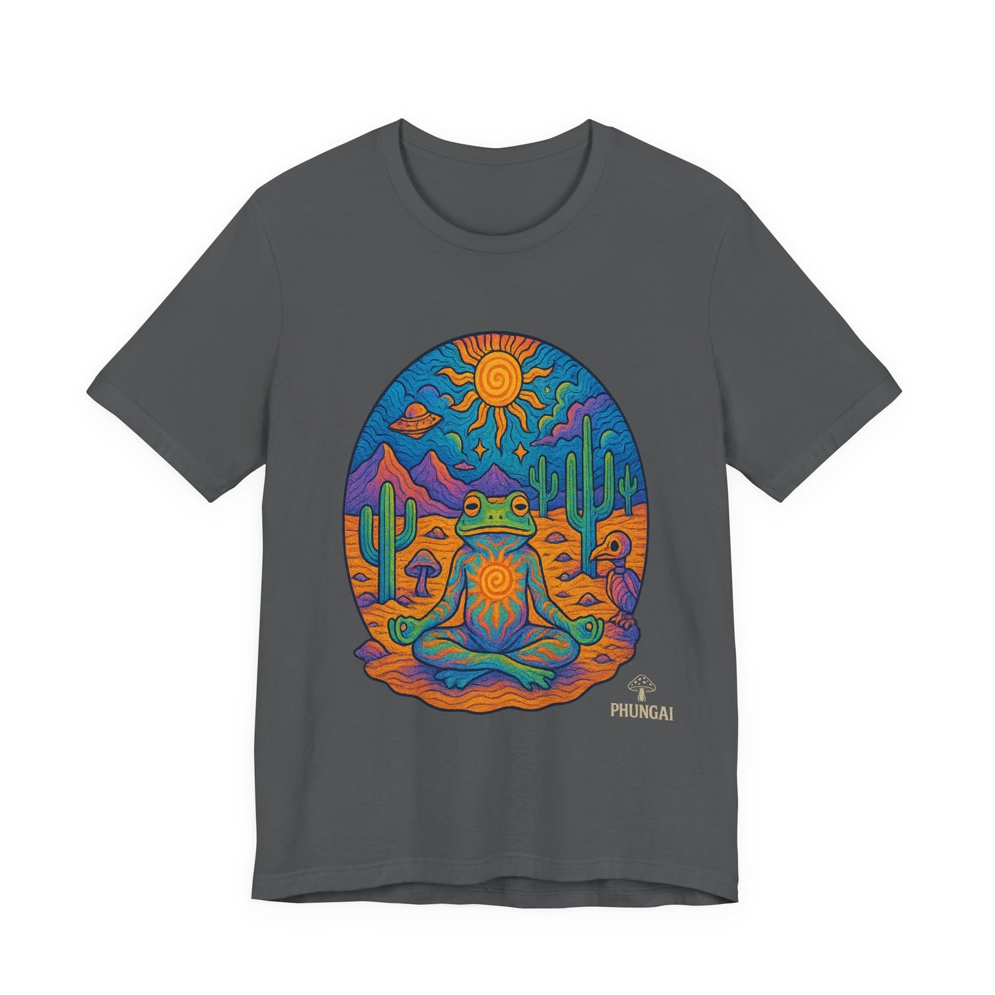 Meditative Frog Tee: Zen Vibes for Nature Lovers, Casual Wear, Gift for Yoga Enthusiasts, Festival Outfit, Eco-Friendly Fashion