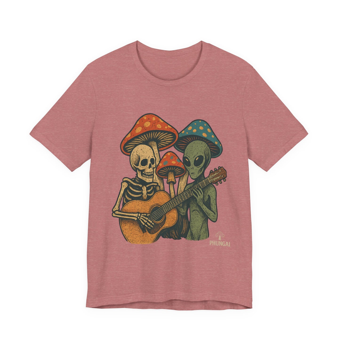 Whimsical Halloween Tee, Unisex Jersey T-Shirt with Skeletons and Aliens, Perfect for Spooky Season, Costume Parties, Music Festivals, [...]