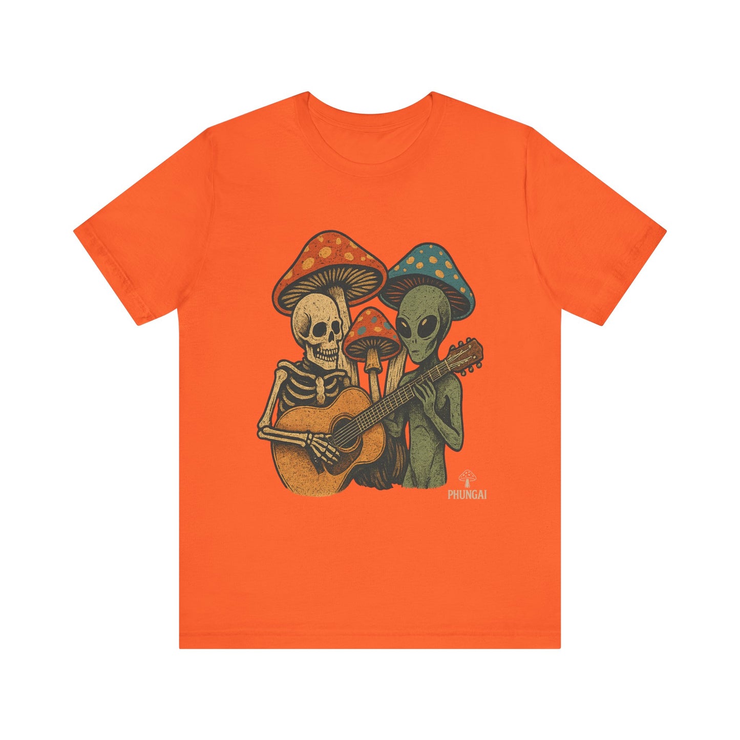 Whimsical Halloween Tee, Unisex Jersey T-Shirt with Skeletons and Aliens, Perfect for Spooky Season, Costume Parties, Music Festivals, [...]