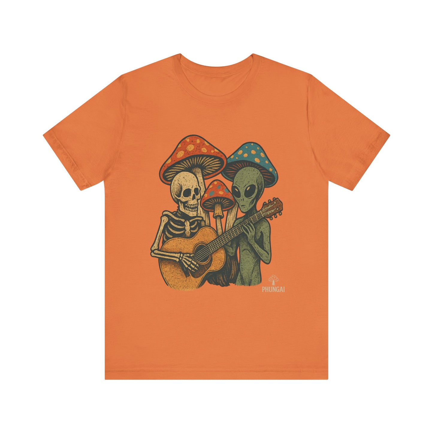Whimsical Halloween Tee, Unisex Jersey T-Shirt with Skeletons and Aliens, Perfect for Spooky Season, Costume Parties, Music Festivals, [...]