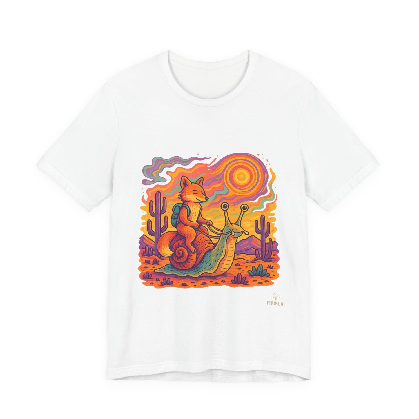 Colorful Retro Snail Tee, Fun Cat Shirt, Unisex Summer T-Shirt, Quirky Gift for Animal Lovers, Boho Style Top, Ideal for Festivals