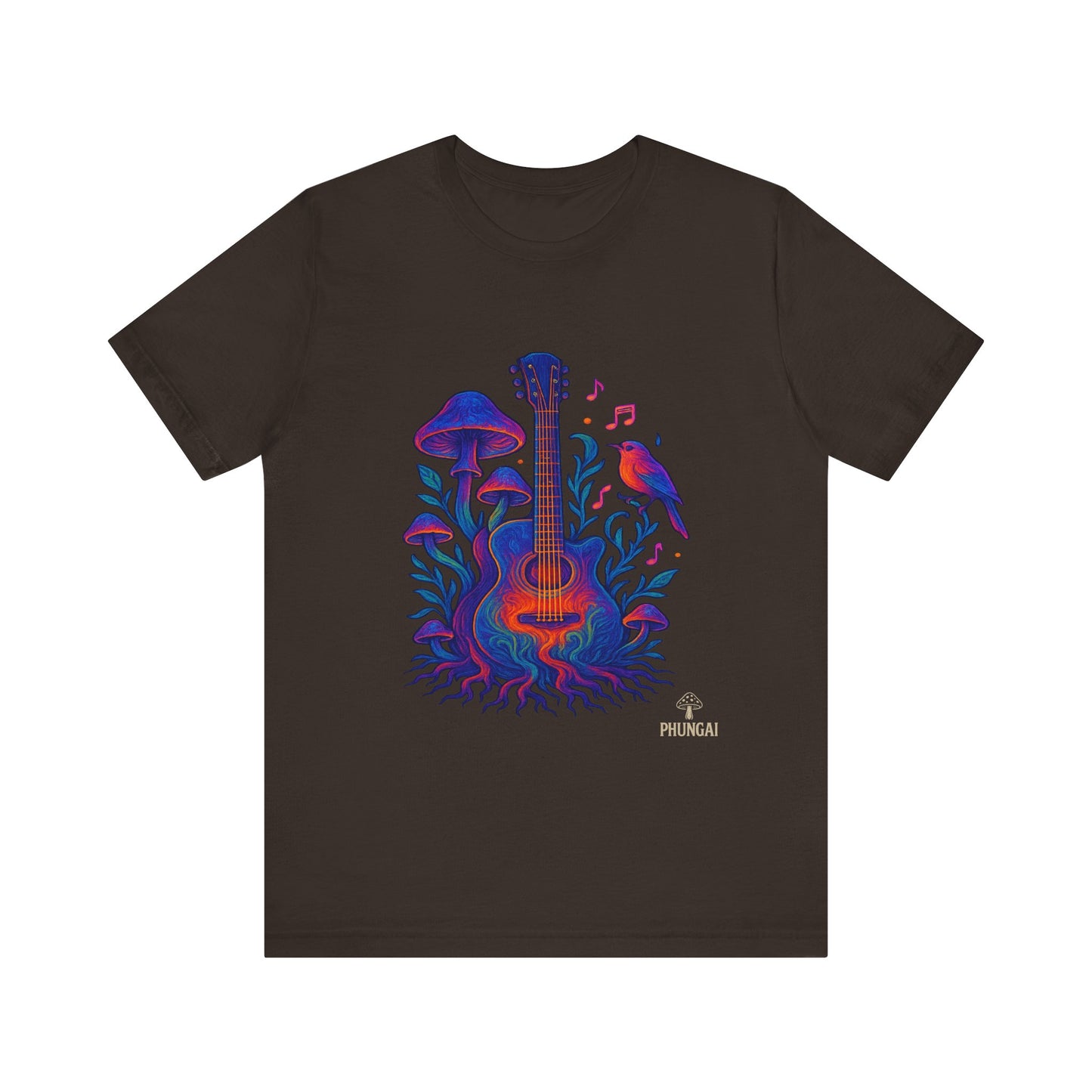 Nature-Inspired Guitar Tee, Music Lover Shirt, Boho Style T-Shirt, Gift for Musicians, Eco-Friendly Apparel