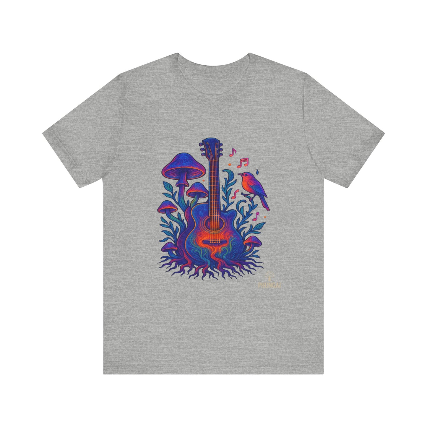 Nature-Inspired Guitar Tee, Music Lover Shirt, Boho Style T-Shirt, Gift for Musicians, Eco-Friendly Apparel