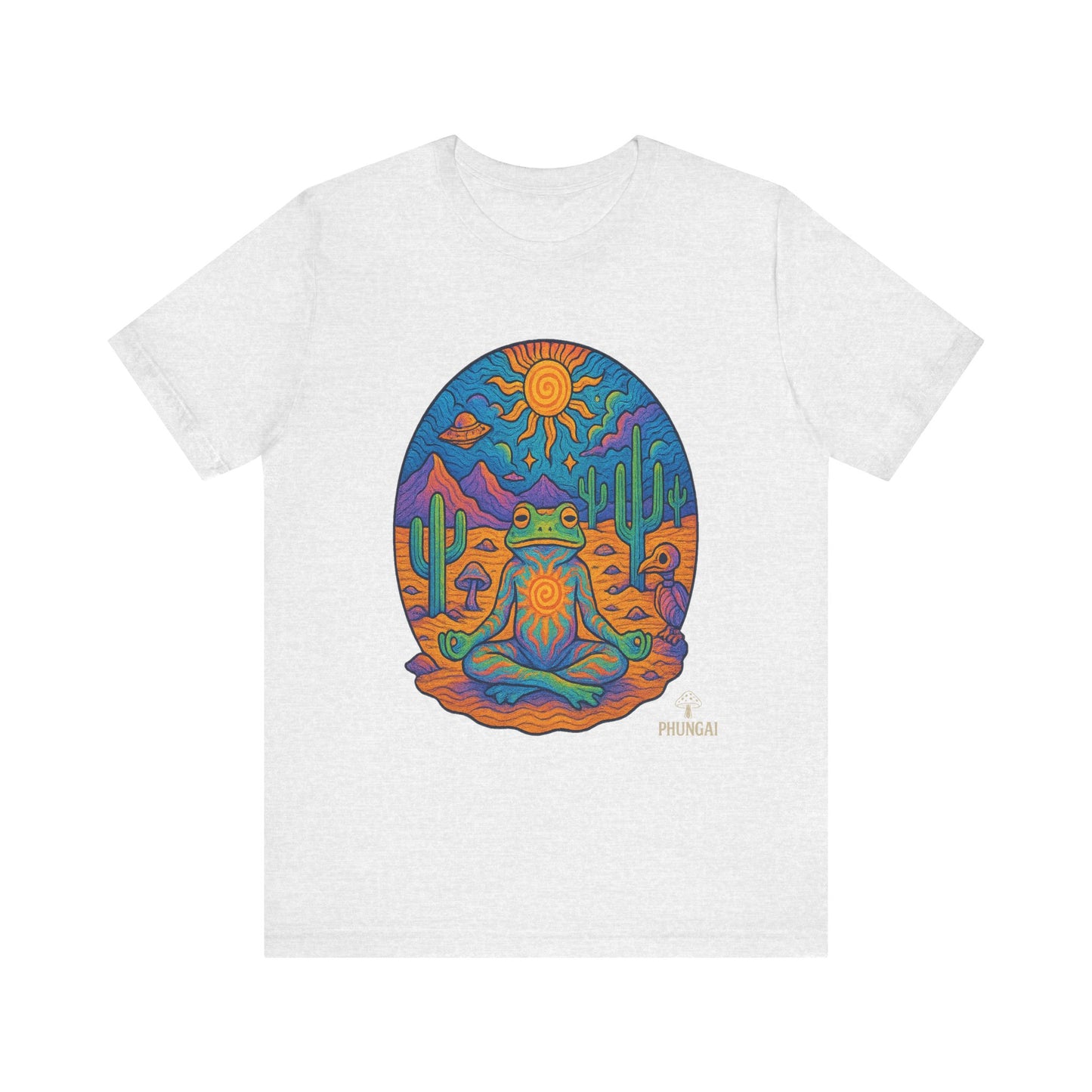 Meditative Frog Tee: Zen Vibes for Nature Lovers, Casual Wear, Gift for Yoga Enthusiasts, Festival Outfit, Eco-Friendly Fashion