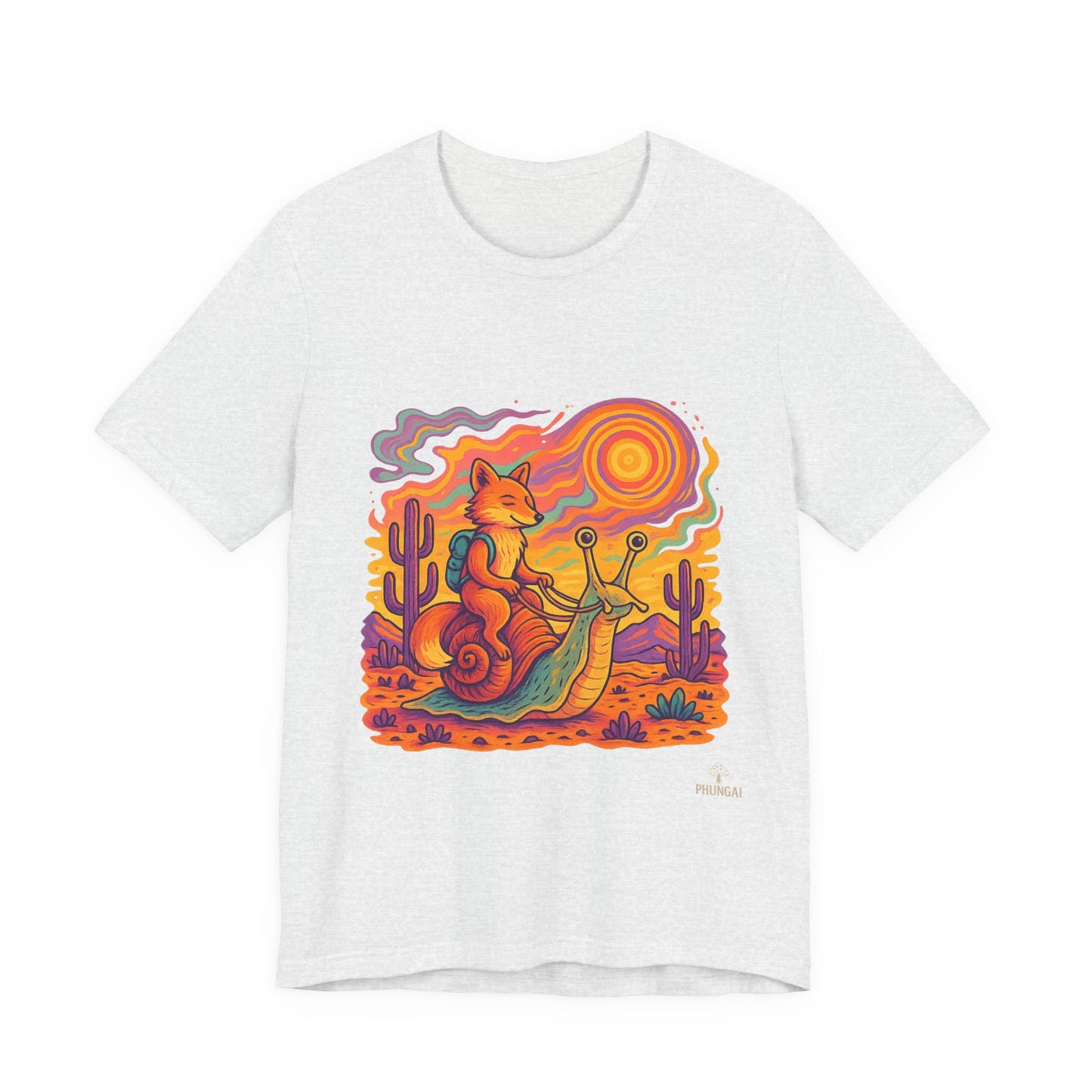 Colorful Retro Snail Tee, Fun Cat Shirt, Unisex Summer T-Shirt, Quirky Gift for Animal Lovers, Boho Style Top, Ideal for Festivals