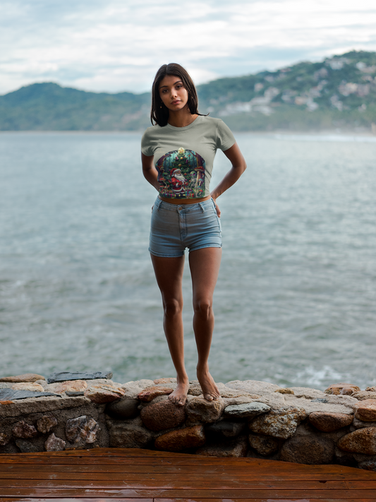 Psychedelic Alien Santa Mushrooms Tee | Christmas Trippy Hippy