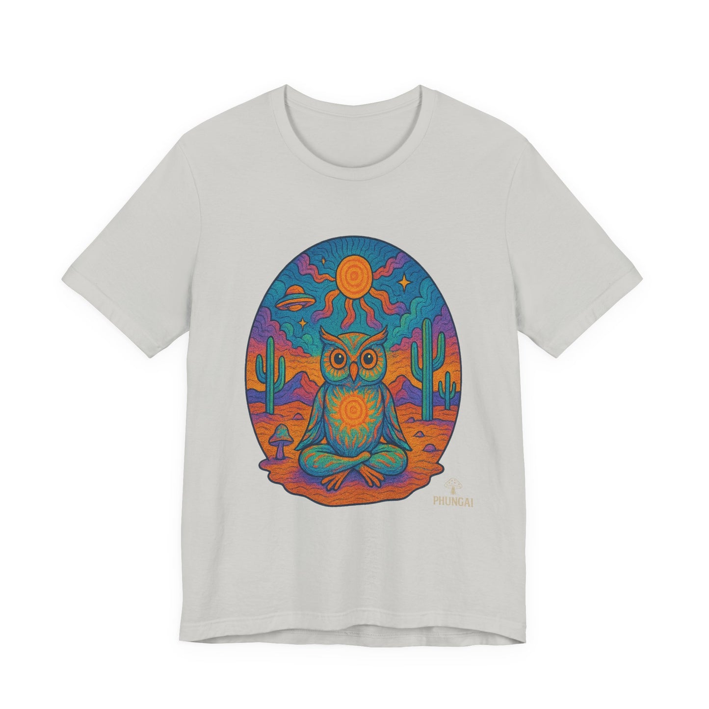 Vibrant Owl Graphic Tee, Unisex Short Sleeve Shirt for Nature Lovers, Festival Wear, Bohemian Style, Gift for Owl Enthusiasts, [...]
