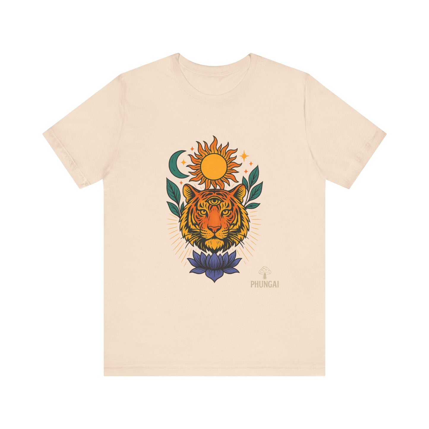 Tiger Sun & Moon Tee, Unisex Graphic Shirt, Zodiac Tee, Nature Lover Gift, Festival Apparel, Boho Style T-Shirt
