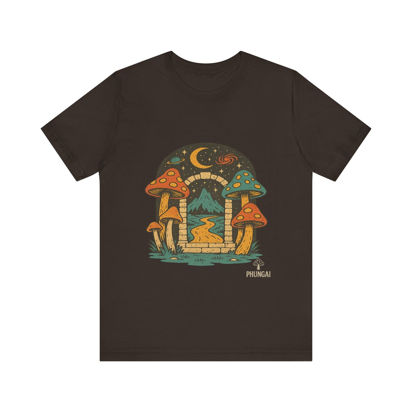 Magical Mushroom Landscape Tee | Unisex Graphic T-Shirt for Nature Lovers, Gifts for Bohemian Style, Festival Wear, Cute Summer Top