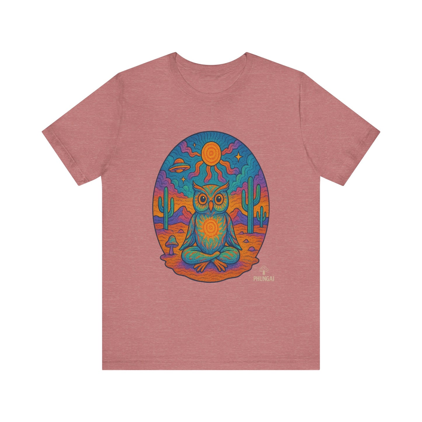 Vibrant Owl Graphic Tee, Unisex Short Sleeve Shirt for Nature Lovers, Festival Wear, Bohemian Style, Gift for Owl Enthusiasts, [...]
