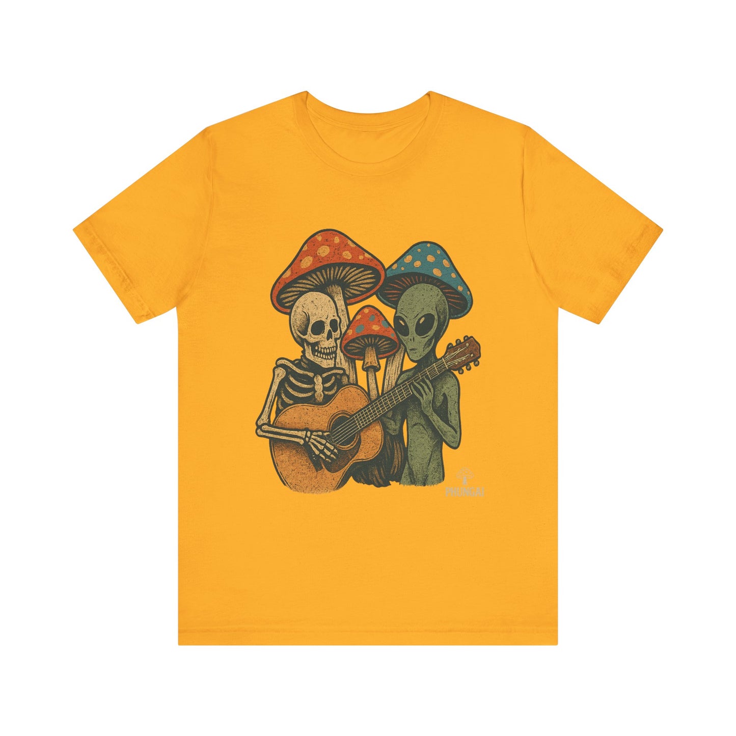 Whimsical Halloween Tee, Unisex Jersey T-Shirt with Skeletons and Aliens, Perfect for Spooky Season, Costume Parties, Music Festivals, [...]