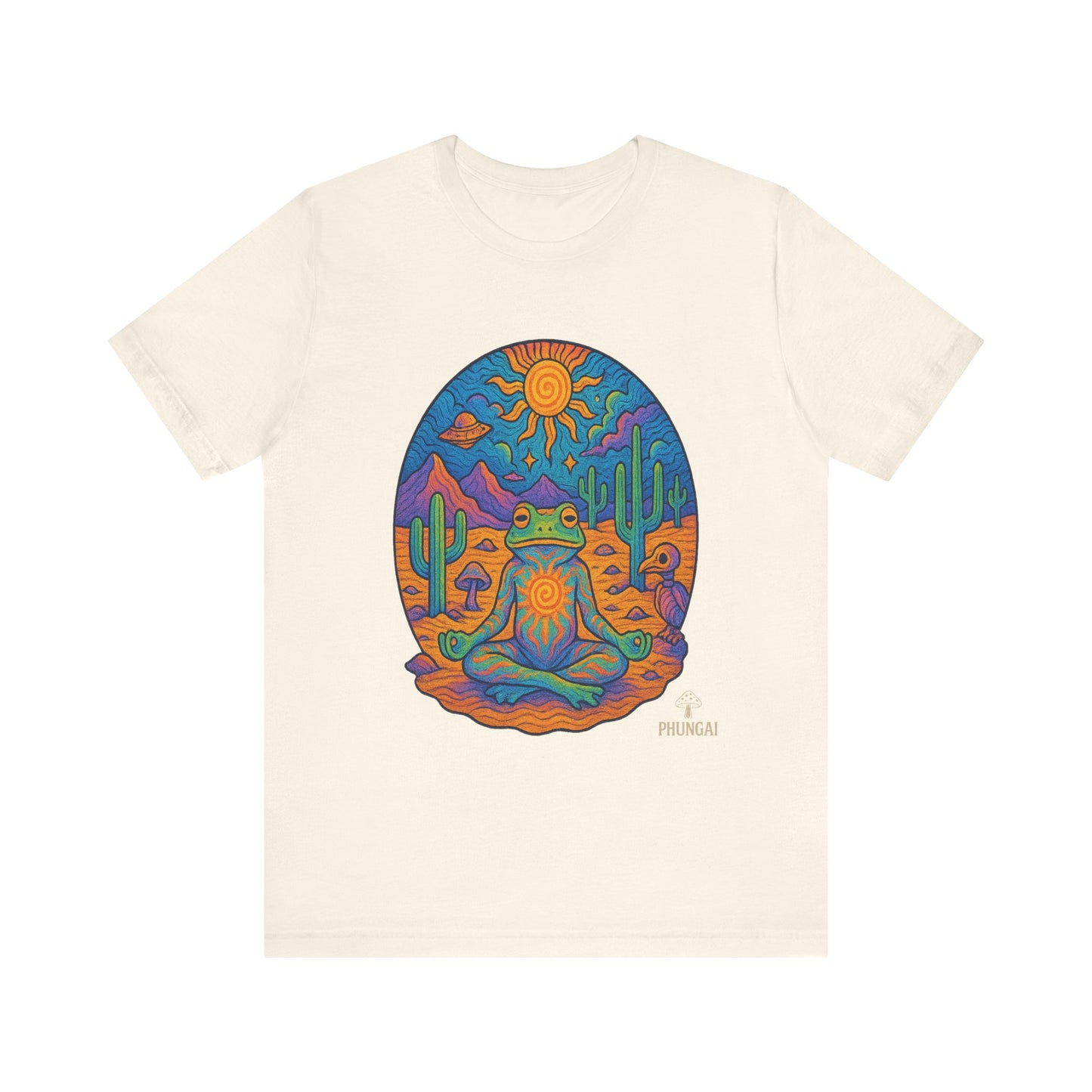 Meditative Frog Tee: Zen Vibes for Nature Lovers, Casual Wear, Gift for Yoga Enthusiasts, Festival Outfit, Eco-Friendly Fashion