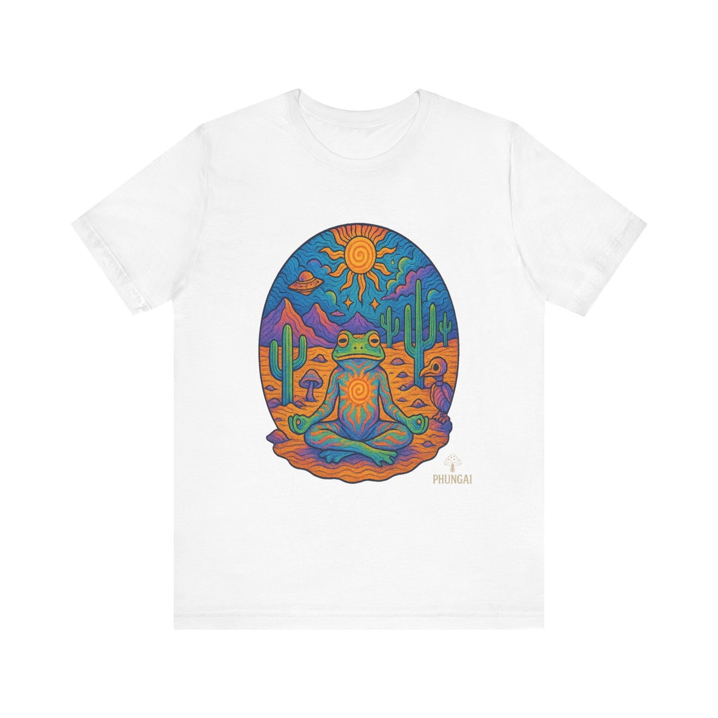 Meditative Frog Tee: Zen Vibes for Nature Lovers, Casual Wear, Gift for Yoga Enthusiasts, Festival Outfit, Eco-Friendly Fashion