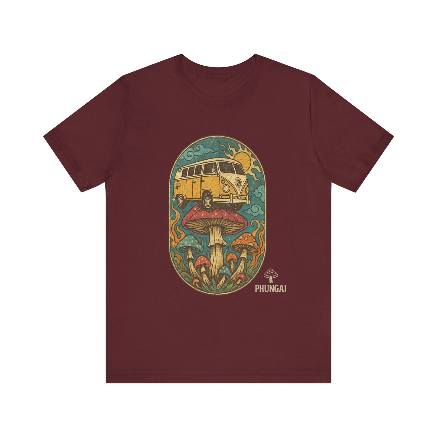 Vintage-Inspired Graphic Tee, Unisex Jersey Short Sleeve Tee, Boho Style T-Shirt, Nature Lover Gift, Psychedelic Art Shirt, Retro Van Design