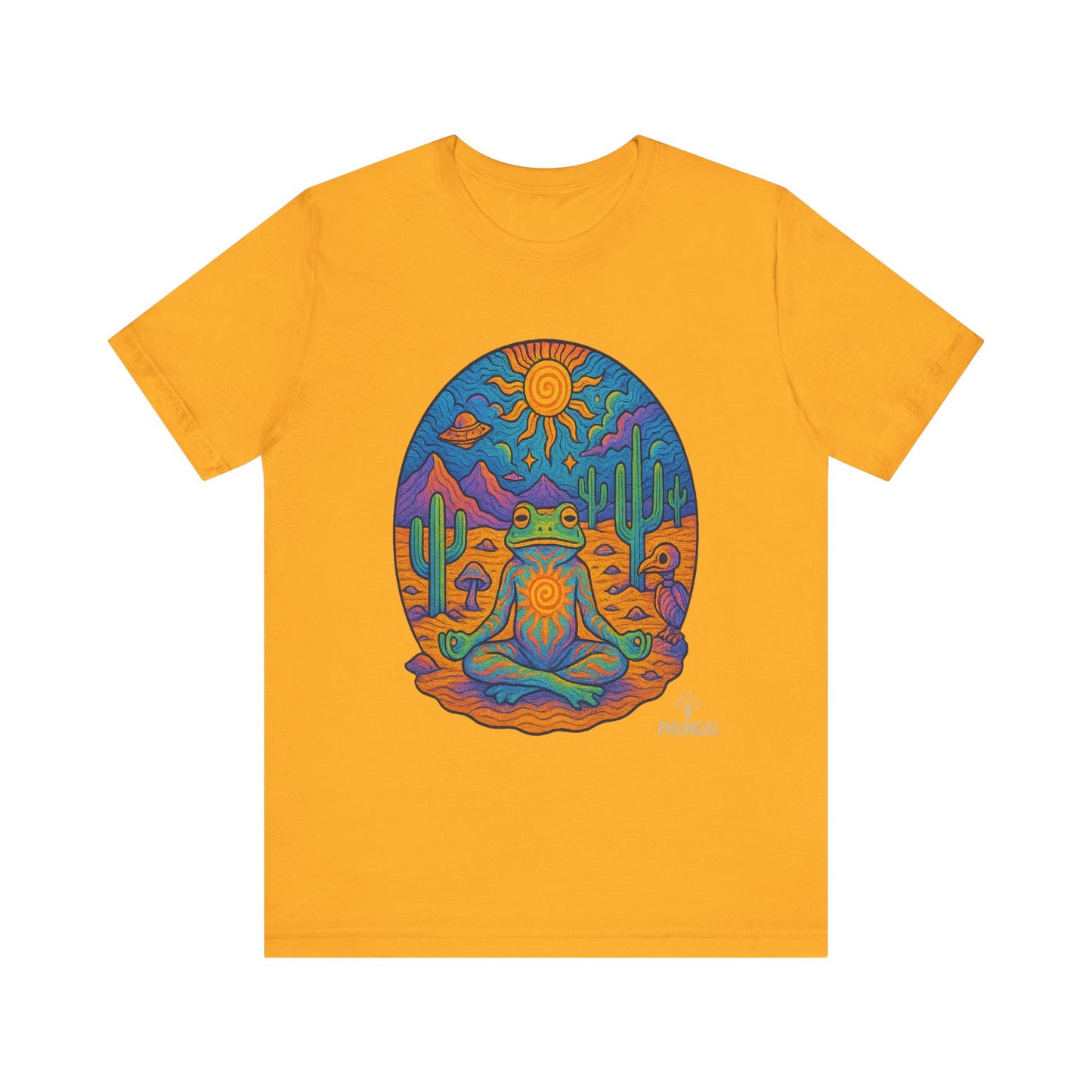 Meditative Frog Tee: Zen Vibes for Nature Lovers, Casual Wear, Gift for Yoga Enthusiasts, Festival Outfit, Eco-Friendly Fashion