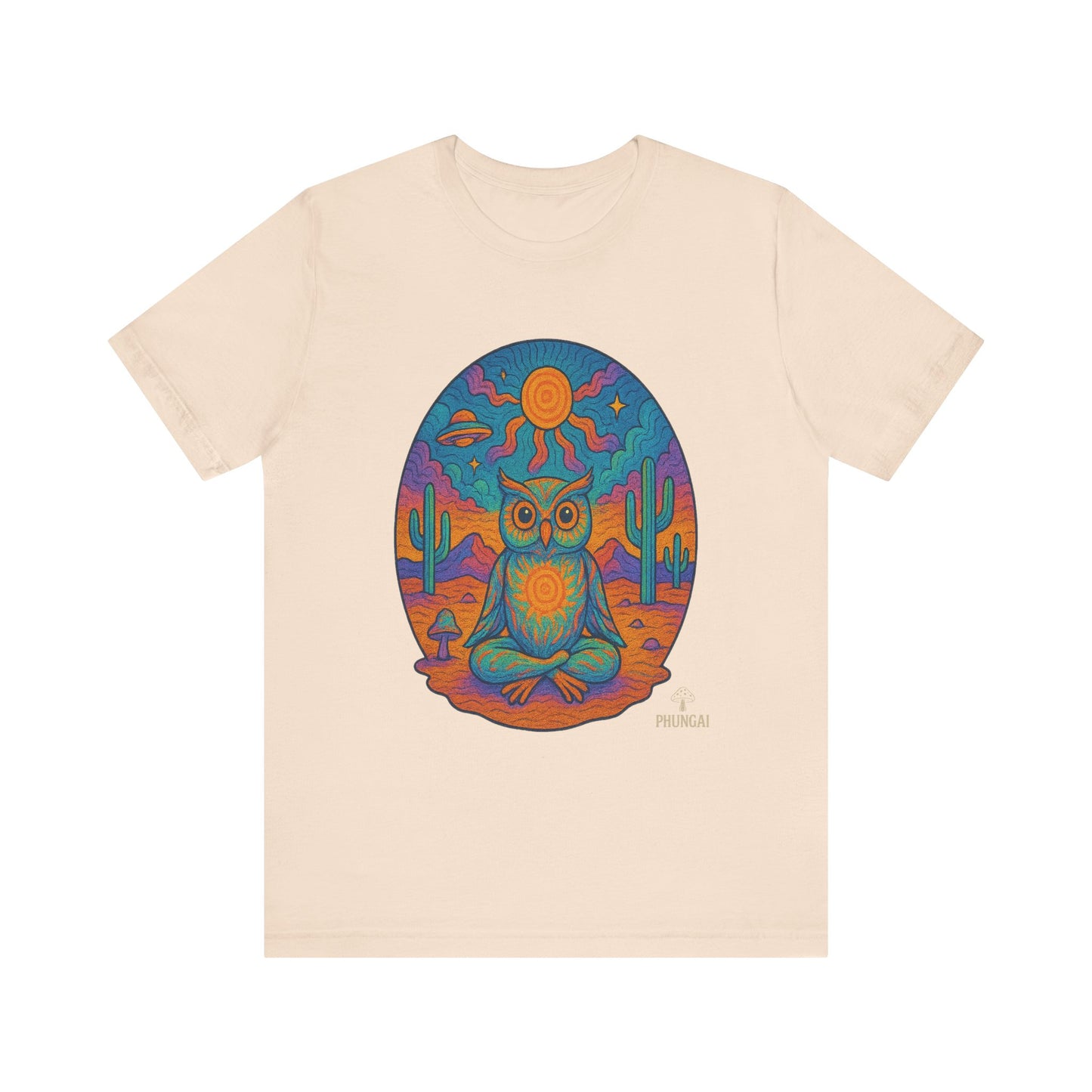 Vibrant Owl Graphic Tee, Unisex Short Sleeve Shirt for Nature Lovers, Festival Wear, Bohemian Style, Gift for Owl Enthusiasts, [...]