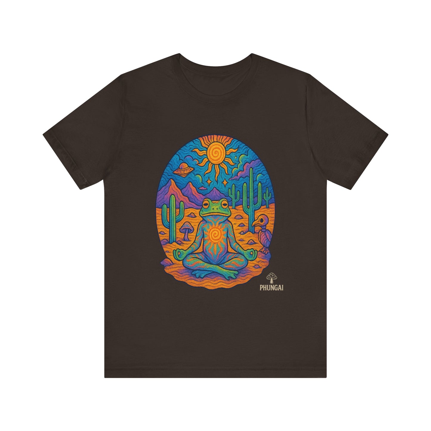Meditative Frog Tee: Zen Vibes for Nature Lovers, Casual Wear, Gift for Yoga Enthusiasts, Festival Outfit, Eco-Friendly Fashion