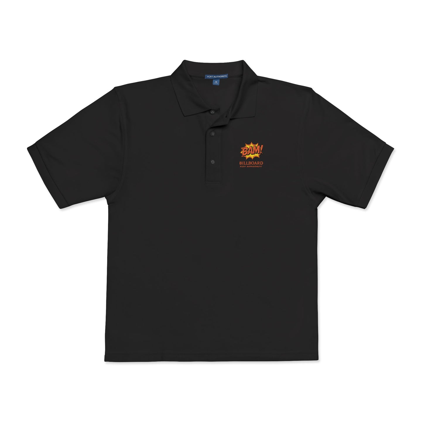 Embroidered Flame Logo Polo Shirt — Casual Black Golf Polo with "Live Fast" Accent