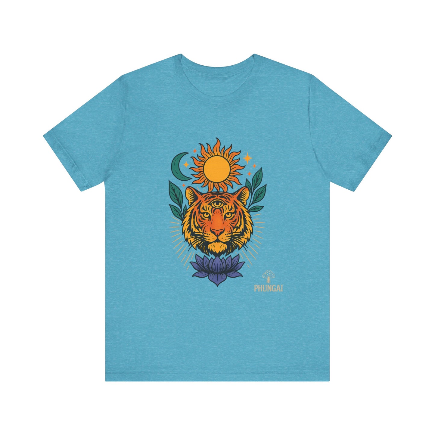 Tiger Sun & Moon Tee, Unisex Graphic Shirt, Zodiac Tee, Nature Lover Gift, Festival Apparel, Boho Style T-Shirt
