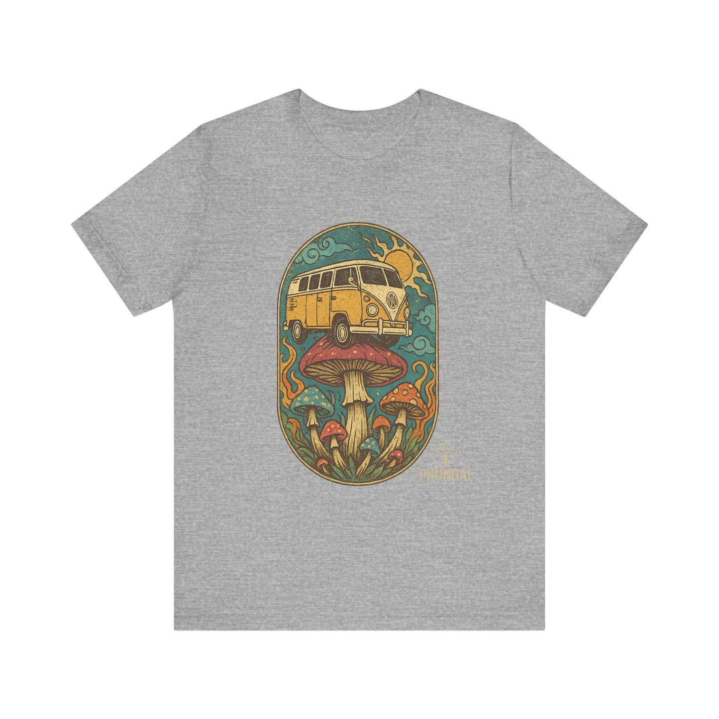 Vintage-Inspired Graphic Tee, Unisex Jersey Short Sleeve Tee, Boho Style T-Shirt, Nature Lover Gift, Psychedelic Art Shirt, Retro Van Design
