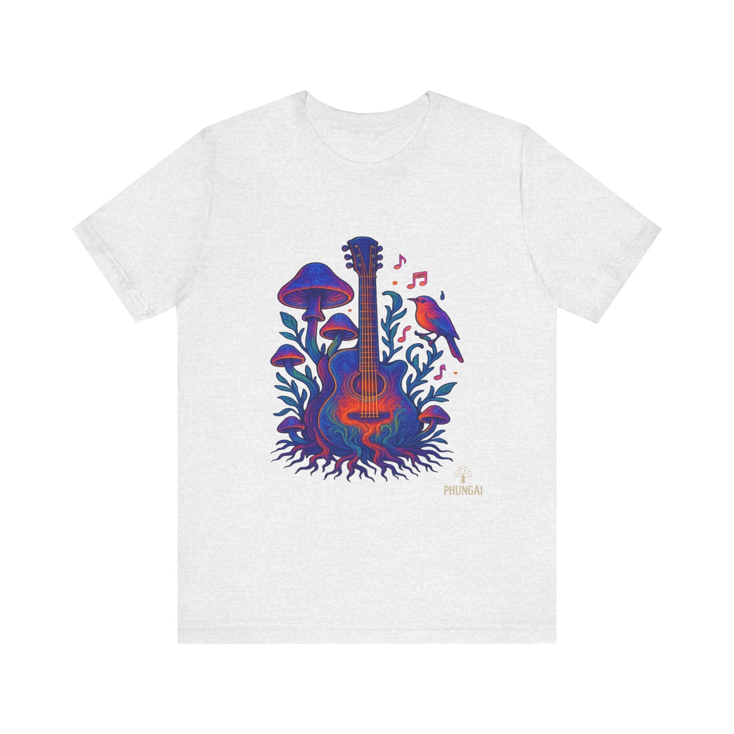 Nature-Inspired Guitar Tee, Music Lover Shirt, Boho Style T-Shirt, Gift for Musicians, Eco-Friendly Apparel
