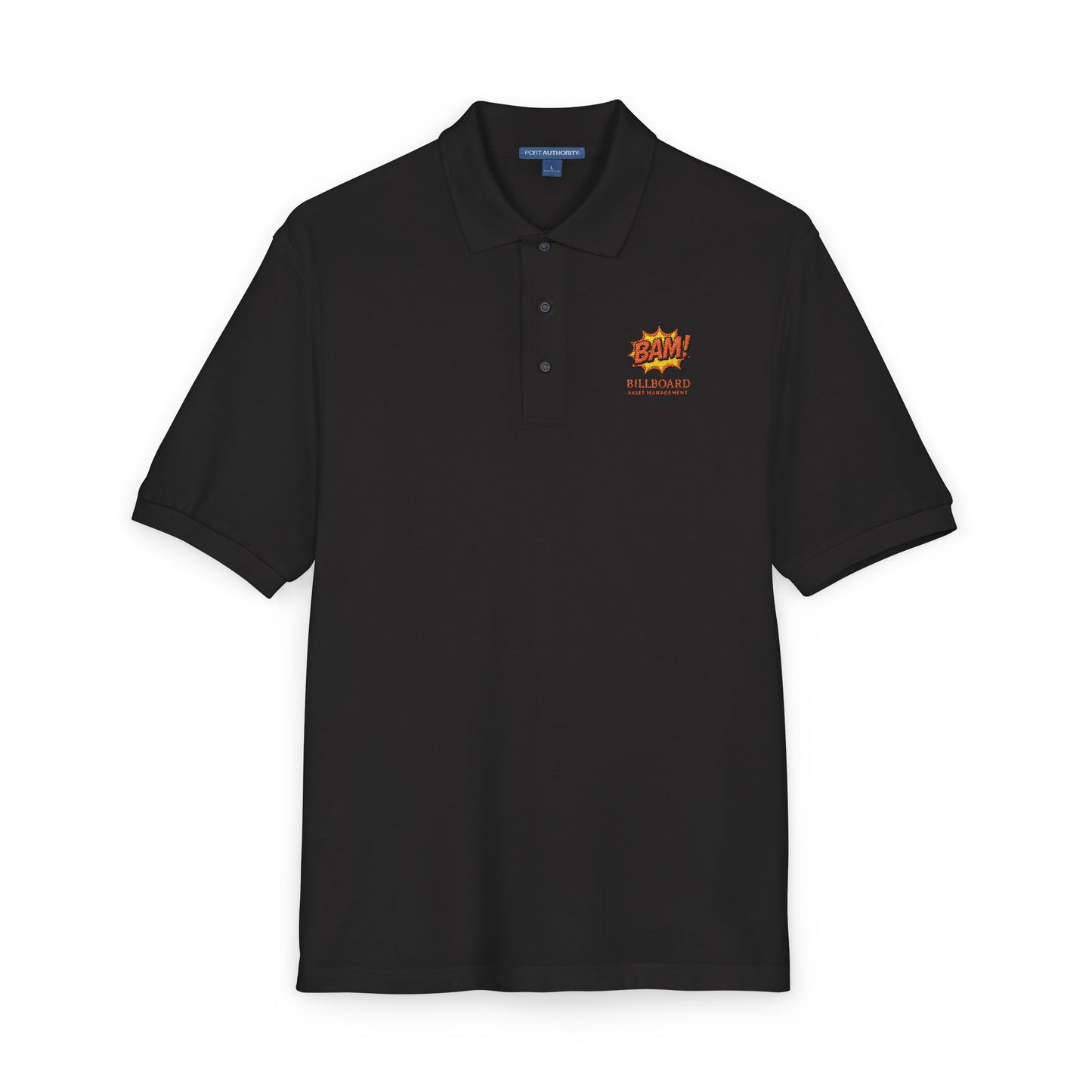 Embroidered Flame Logo Polo Shirt — Casual Black Golf Polo with "Live Fast" Accent