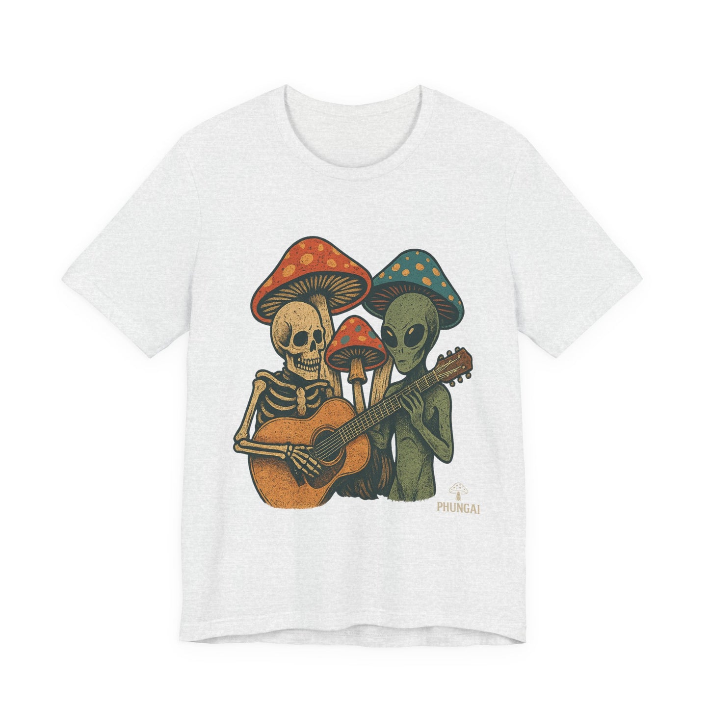 Whimsical Halloween Tee, Unisex Jersey T-Shirt with Skeletons and Aliens, Perfect for Spooky Season, Costume Parties, Music Festivals, [...]