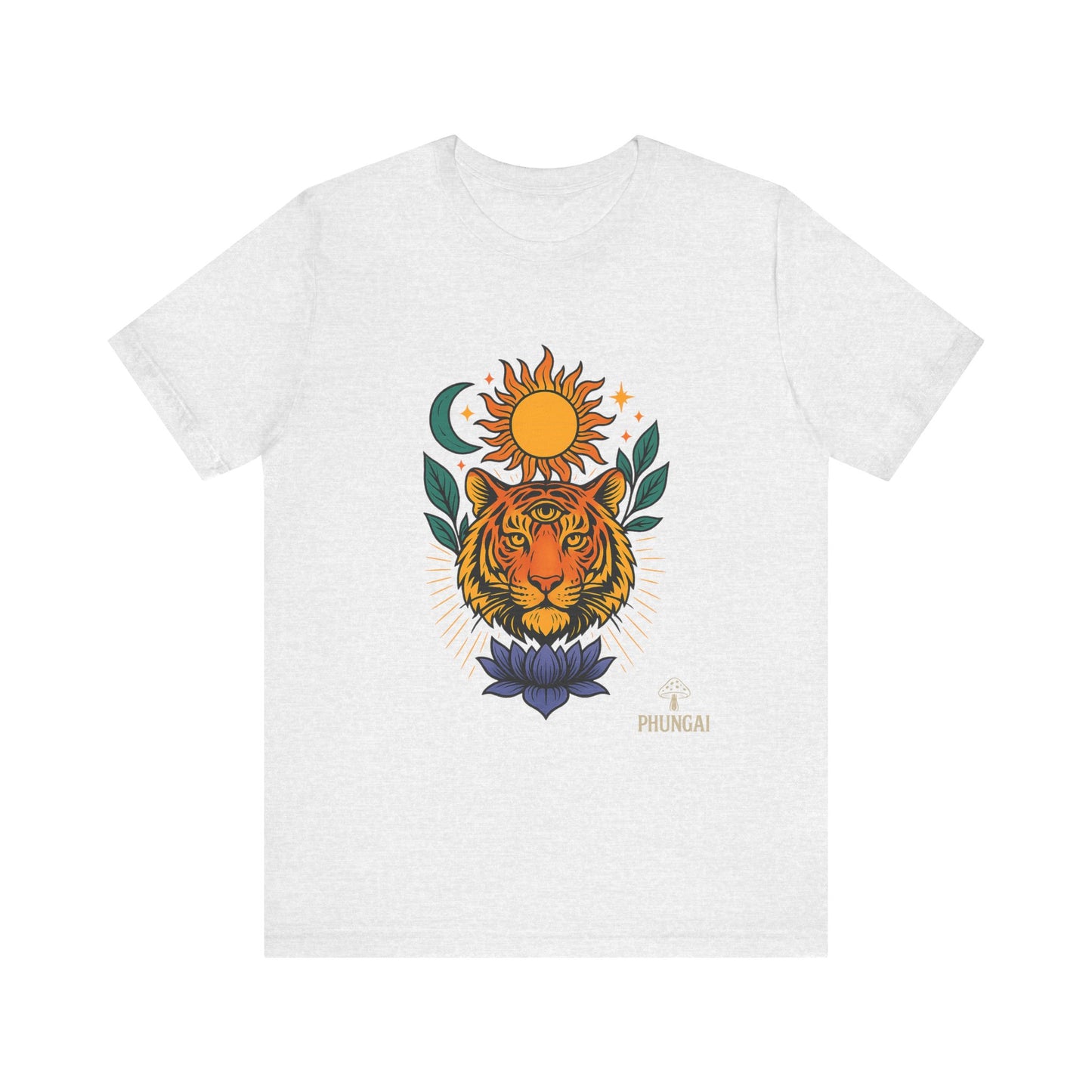 Tiger Sun & Moon Tee, Unisex Graphic Shirt, Zodiac Tee, Nature Lover Gift, Festival Apparel, Boho Style T-Shirt