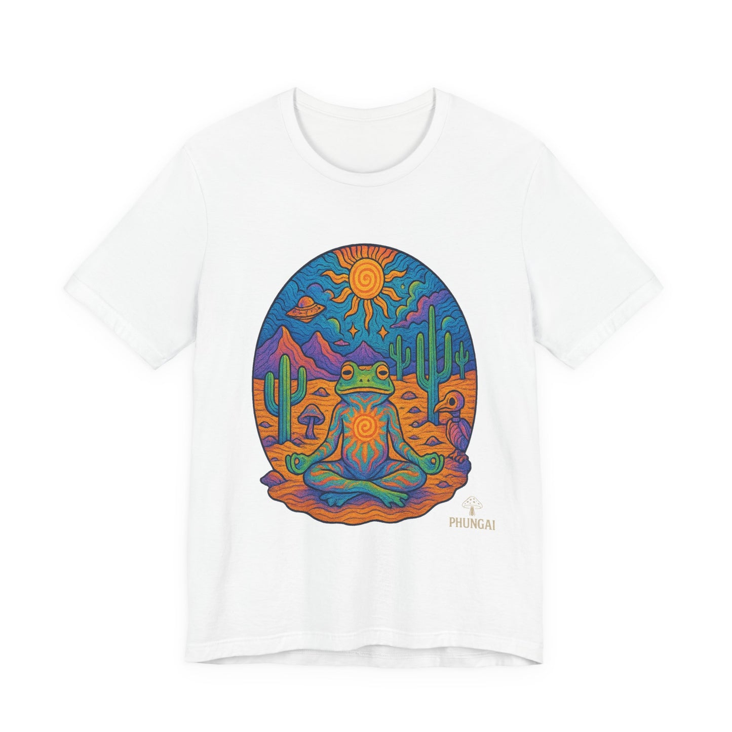 Meditative Frog Tee: Zen Vibes for Nature Lovers, Casual Wear, Gift for Yoga Enthusiasts, Festival Outfit, Eco-Friendly Fashion