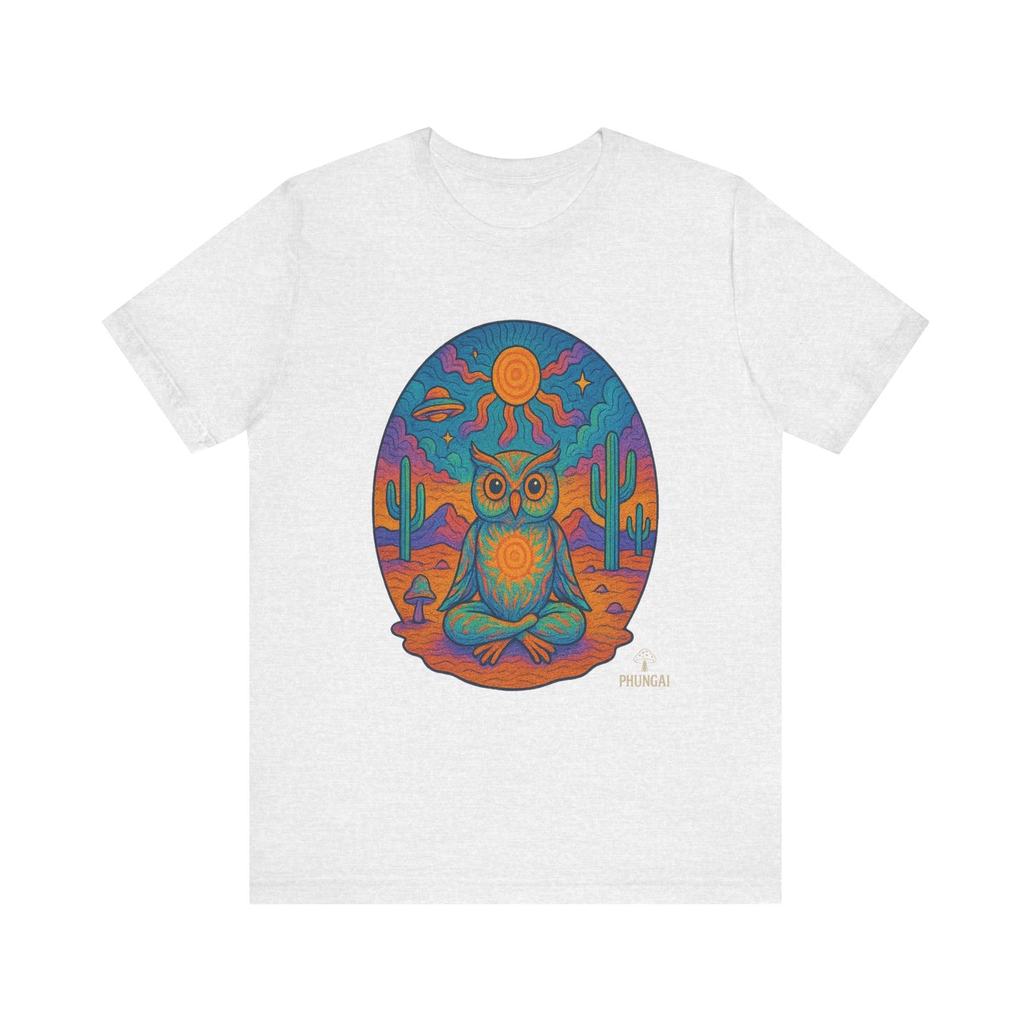 Vibrant Owl Graphic Tee, Unisex Short Sleeve Shirt for Nature Lovers, Festival Wear, Bohemian Style, Gift for Owl Enthusiasts, [...]
