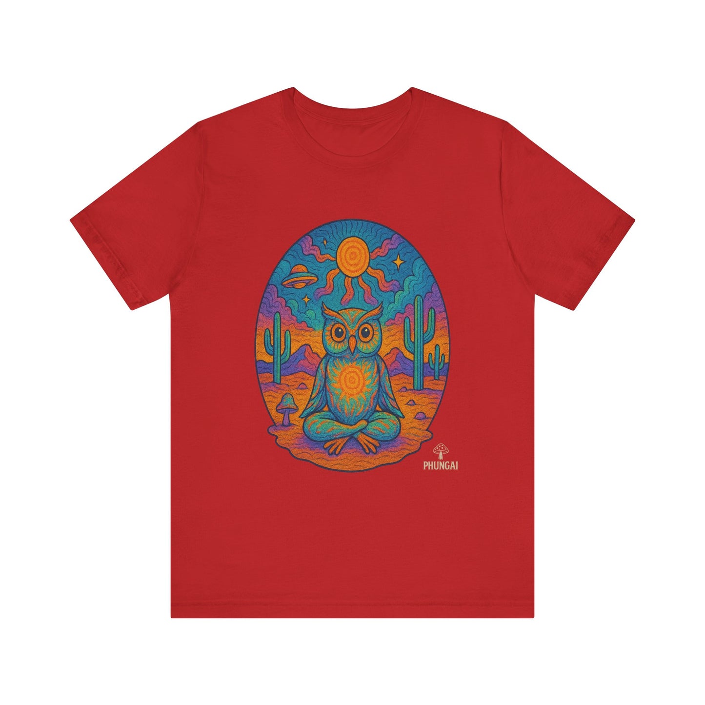Vibrant Owl Graphic Tee, Unisex Short Sleeve Shirt for Nature Lovers, Festival Wear, Bohemian Style, Gift for Owl Enthusiasts, [...]