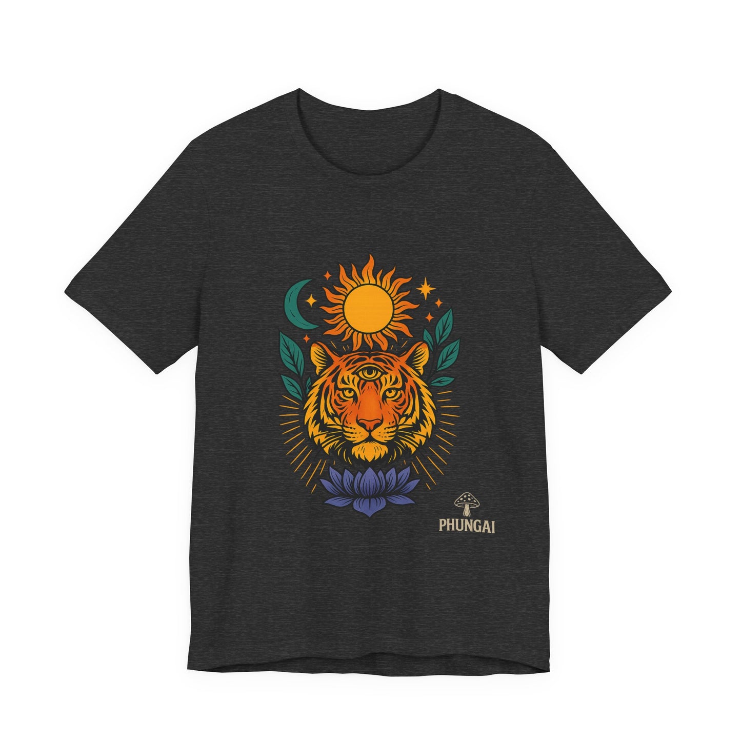 Tiger Sun & Moon Tee, Unisex Graphic Shirt, Zodiac Tee, Nature Lover Gift, Festival Apparel, Boho Style T-Shirt