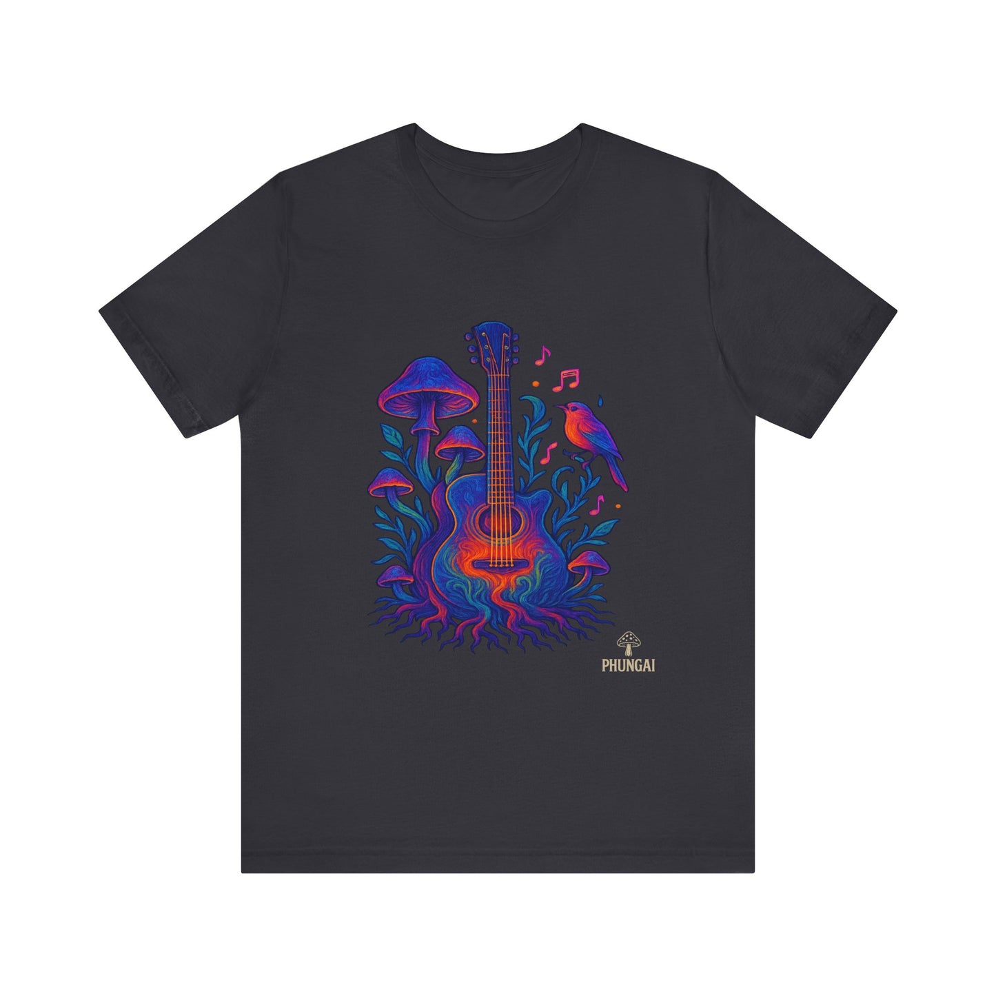 Nature-Inspired Guitar Tee, Music Lover Shirt, Boho Style T-Shirt, Gift for Musicians, Eco-Friendly Apparel