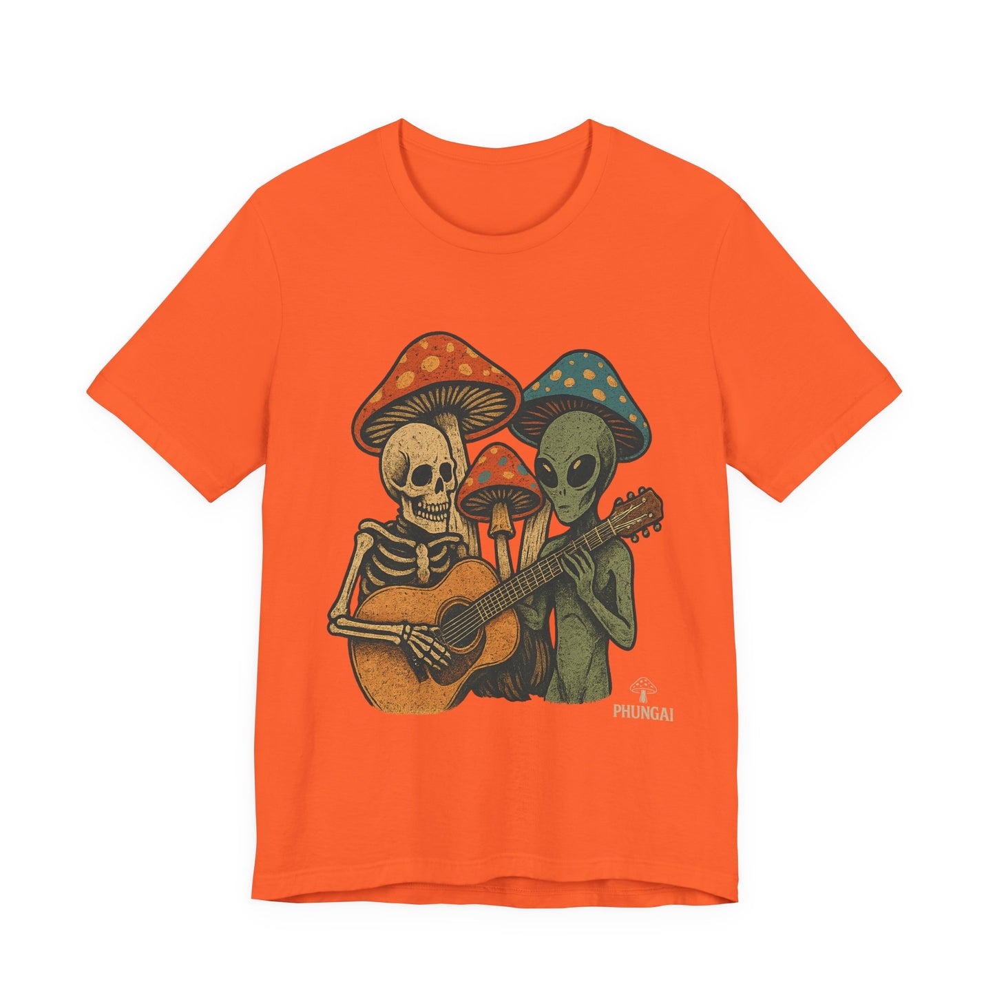 Whimsical Halloween Tee, Unisex Jersey T-Shirt with Skeletons and Aliens, Perfect for Spooky Season, Costume Parties, Music Festivals, [...]