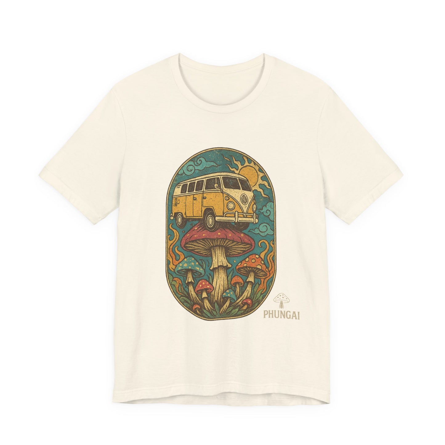 Vintage-Inspired Graphic Tee, Unisex Jersey Short Sleeve Tee, Boho Style T-Shirt, Nature Lover Gift, Psychedelic Art Shirt, Retro Van Design