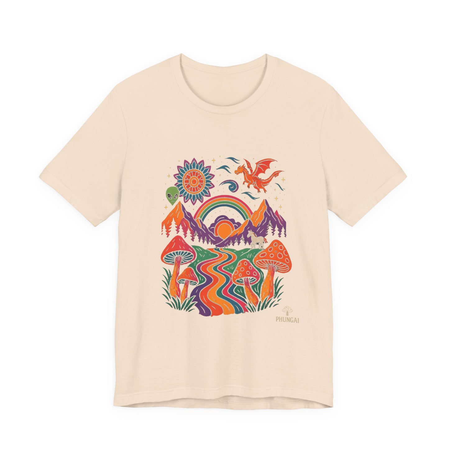 Bohemian Nature Tee - Colorful Landscape Art, Unisex T-Shirt, Gift for Nature Lovers, Casual Wear, Summer Festivals