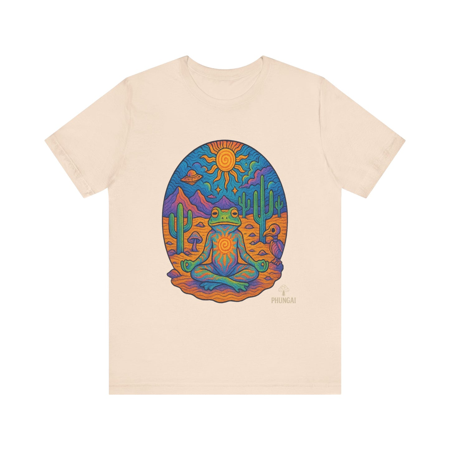 Meditative Frog Tee: Zen Vibes for Nature Lovers, Casual Wear, Gift for Yoga Enthusiasts, Festival Outfit, Eco-Friendly Fashion