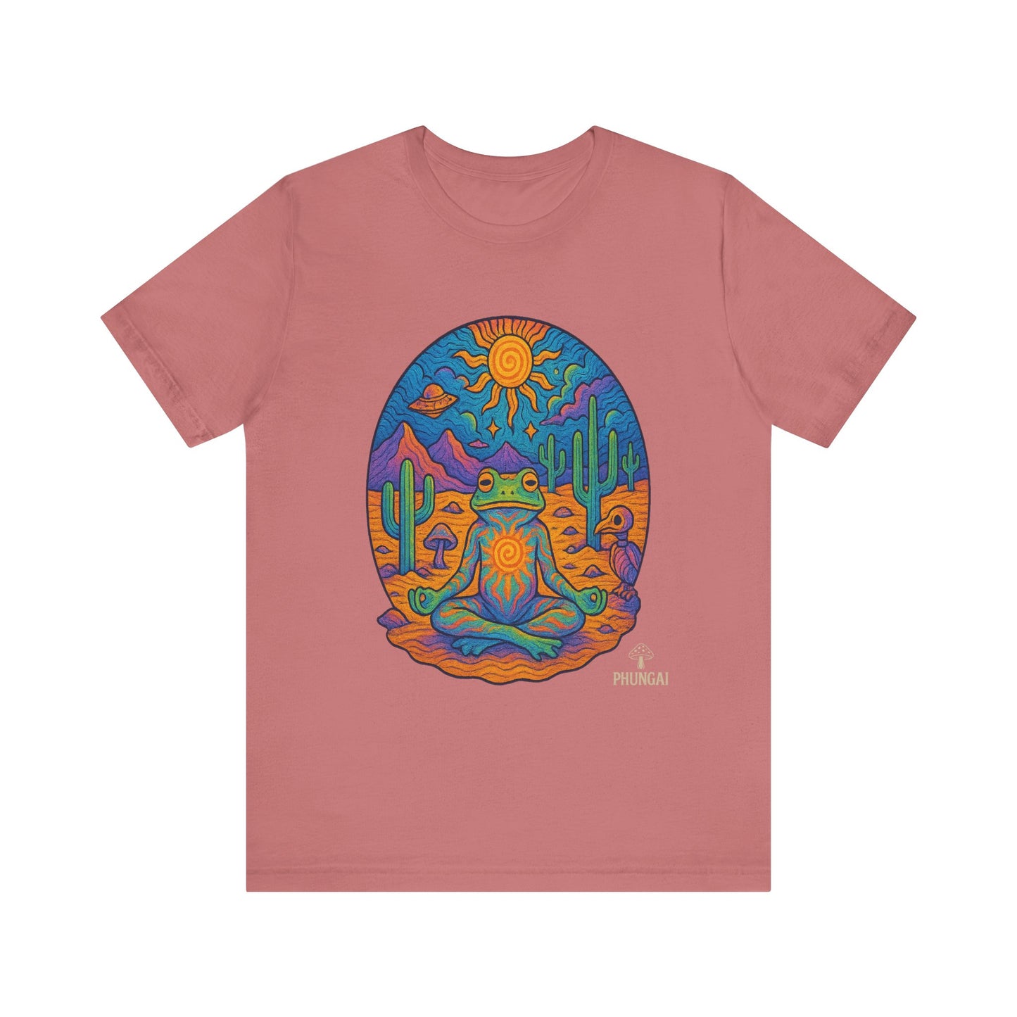 Meditative Frog Tee: Zen Vibes for Nature Lovers, Casual Wear, Gift for Yoga Enthusiasts, Festival Outfit, Eco-Friendly Fashion
