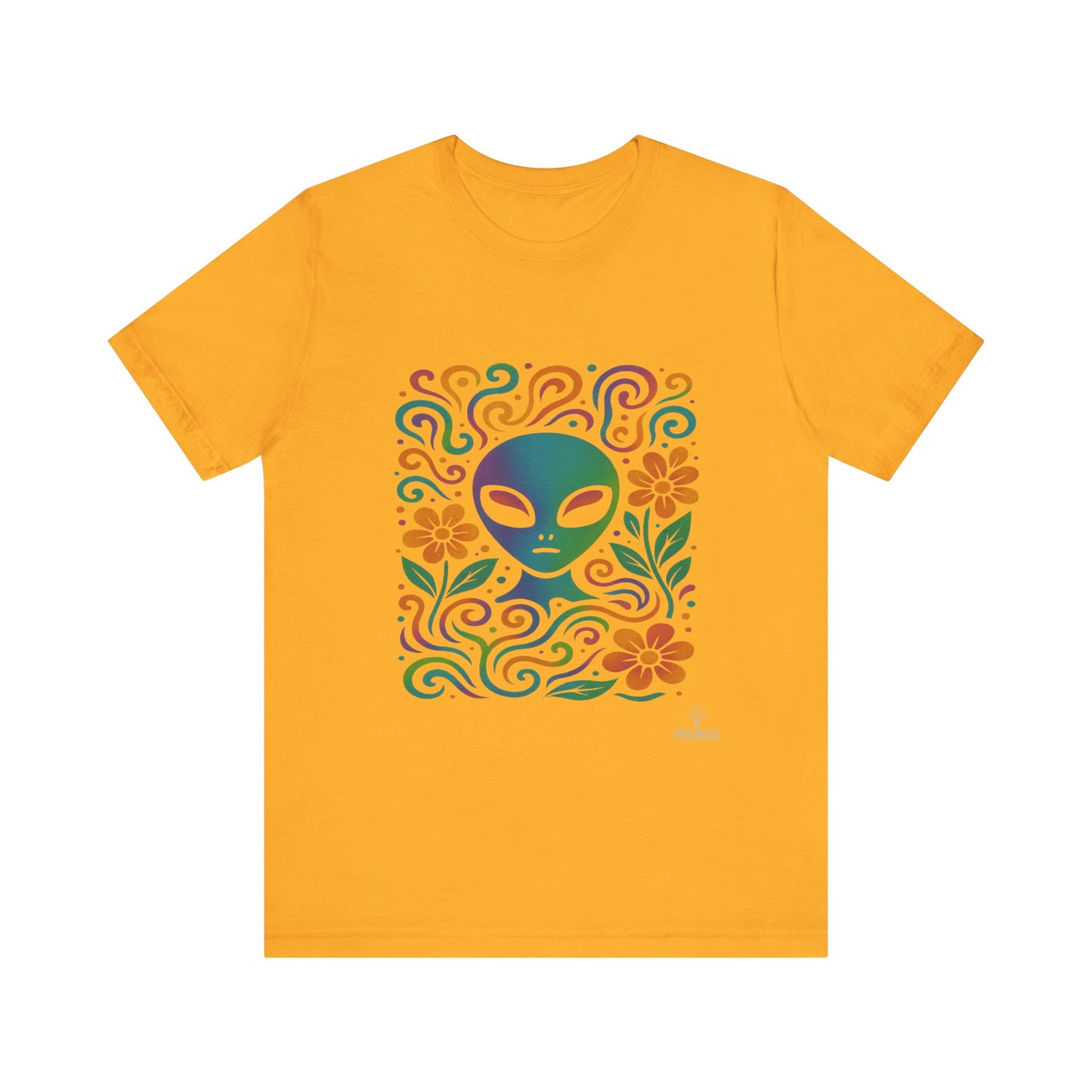 Colorful Alien Floral Tee, Funky Graphic Shirt, Unisex Casual Wear, Gift for Sci-Fi Lovers, Summer Fashion T-Shirt