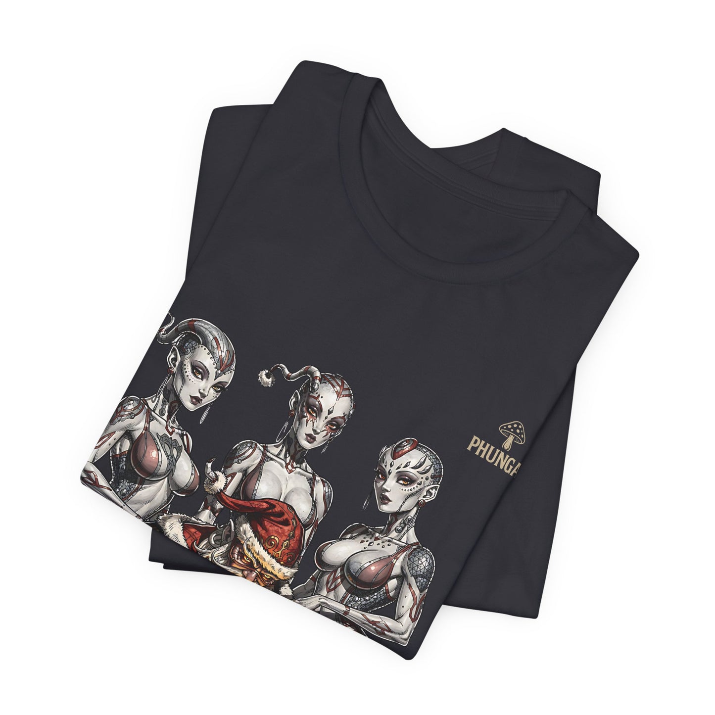 Horror Santa Pinup T-Shirt — Santa Surrounded by Zombie Pinup Girls Christmas Tee