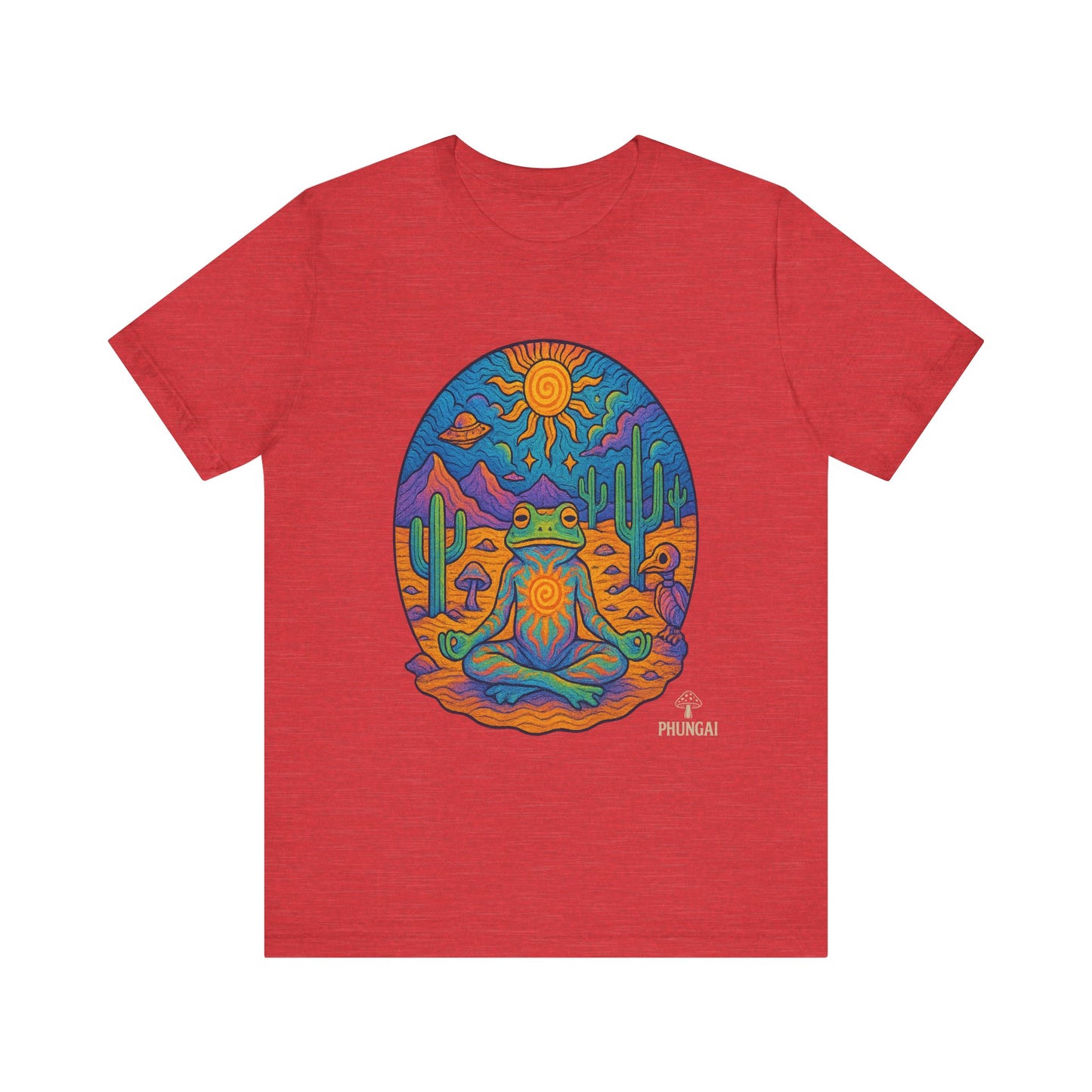 Meditative Frog Tee: Zen Vibes for Nature Lovers, Casual Wear, Gift for Yoga Enthusiasts, Festival Outfit, Eco-Friendly Fashion