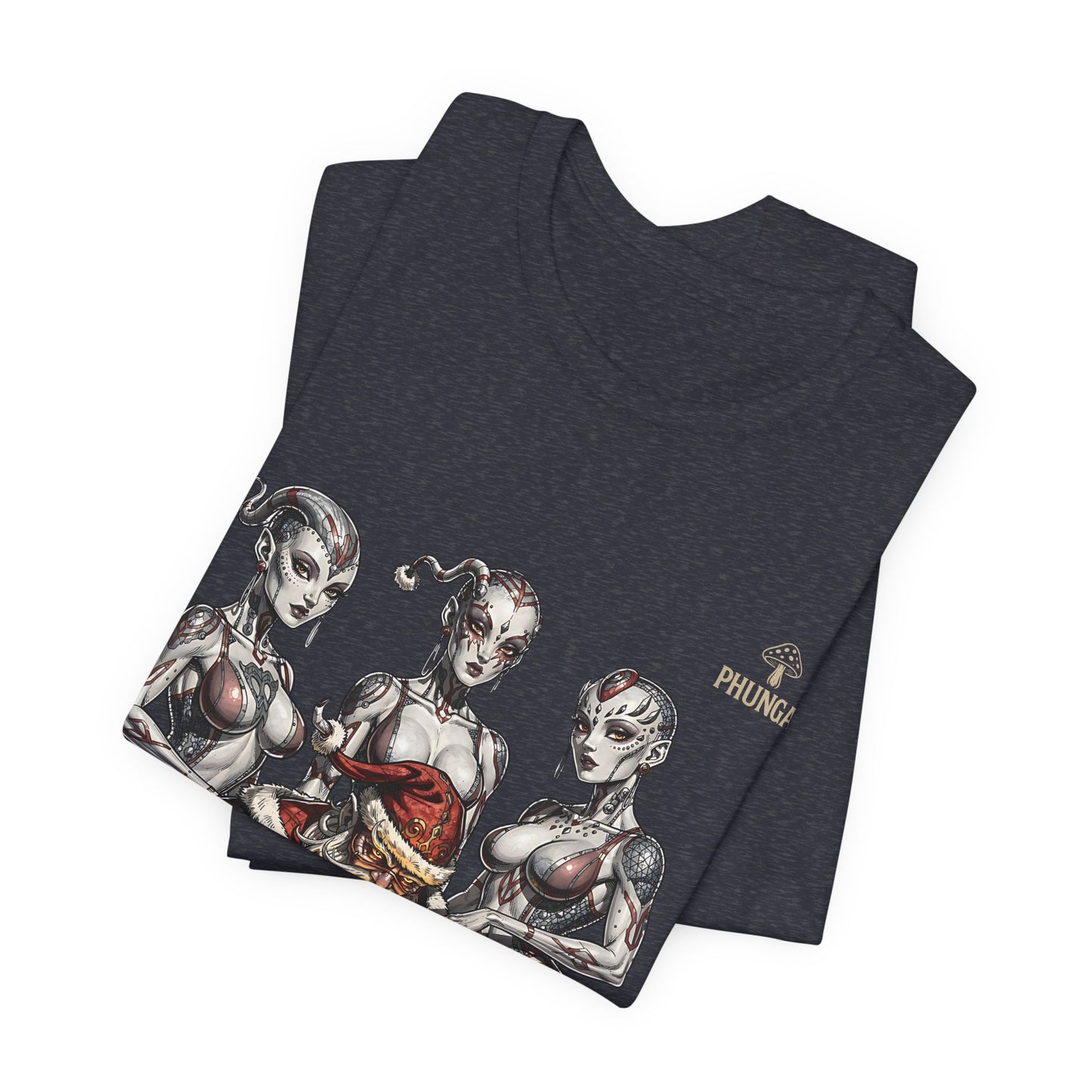 Horror Santa Pinup T-Shirt — Santa Surrounded by Zombie Pinup Girls Christmas Tee
