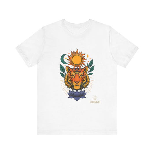 Tiger Sun & Moon Tee, Unisex Graphic Shirt, Zodiac Tee, Nature Lover Gift, Festival Apparel, Boho Style T-Shirt
