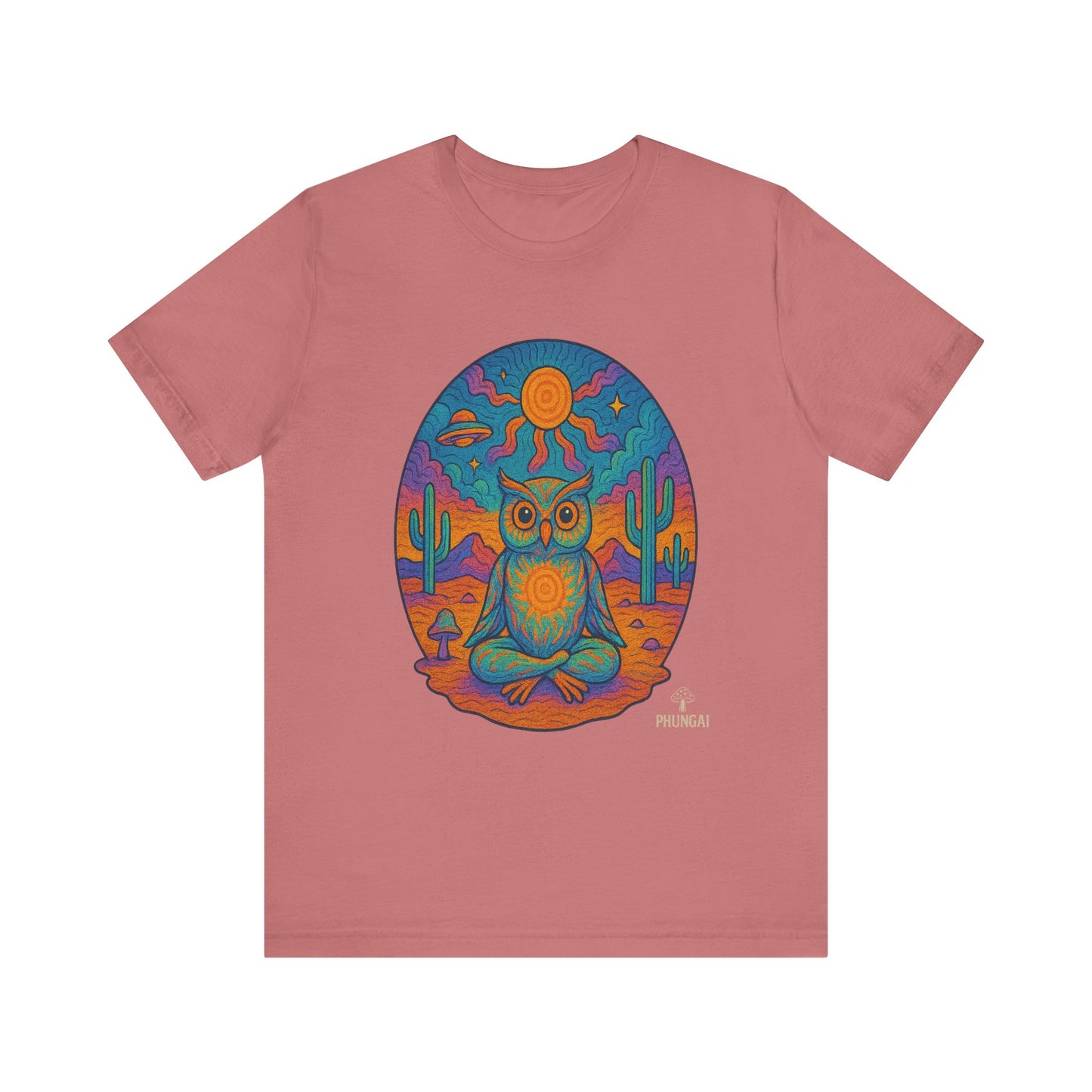 Vibrant Owl Graphic Tee, Unisex Short Sleeve Shirt for Nature Lovers, Festival Wear, Bohemian Style, Gift for Owl Enthusiasts, [...]